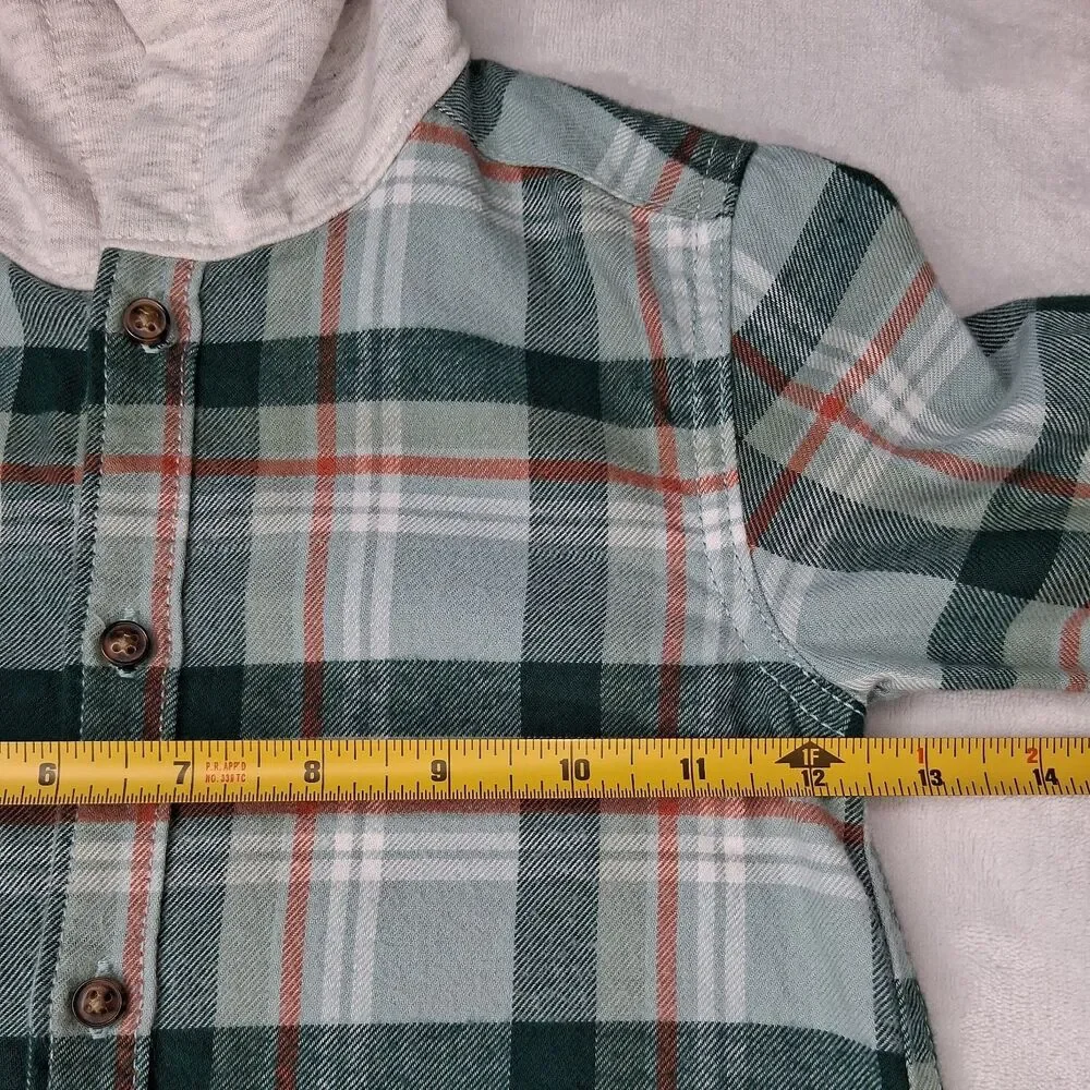 Carters Toddler Boys 2 Piece Set Plaid Hooded Flannel Shirt and Gray Pants 3T